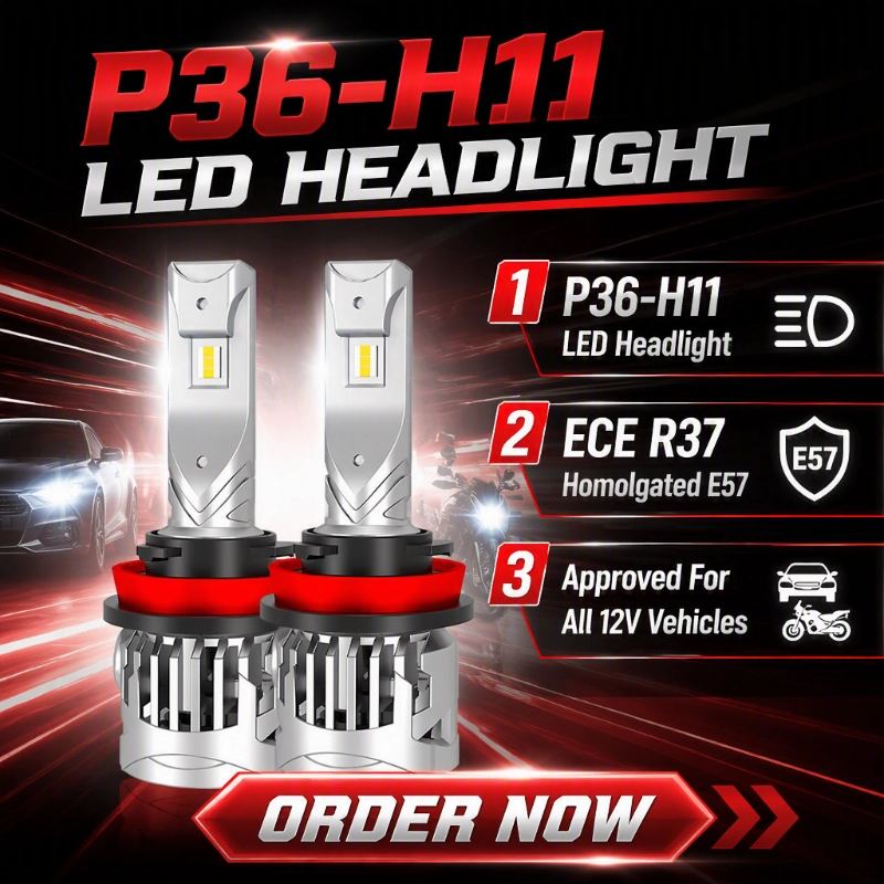 Luxfighter lanserer ECE R37-sertifisert P36 H11 LED-lyspære